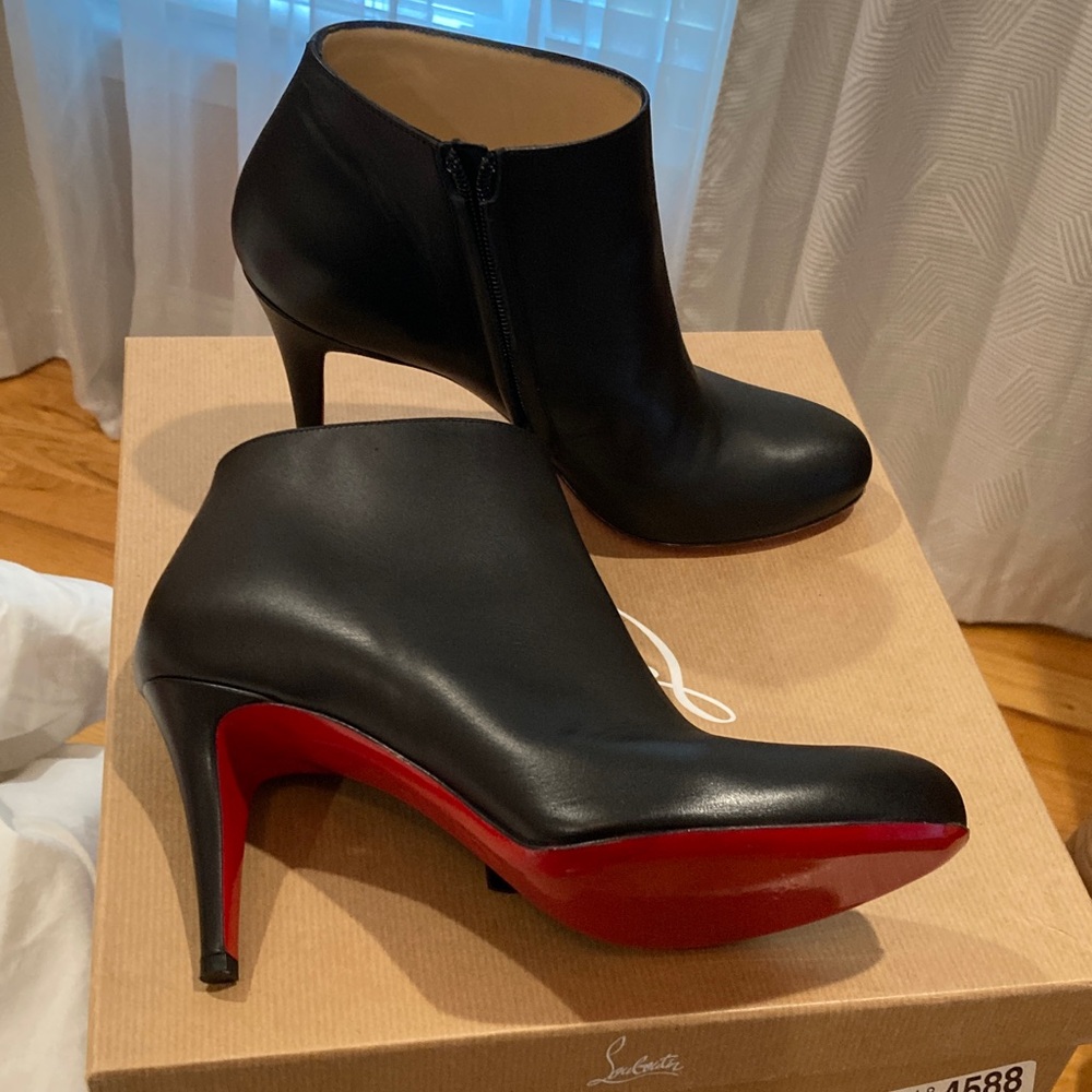 Christian Louboutin Black and Red Heeled Boots
